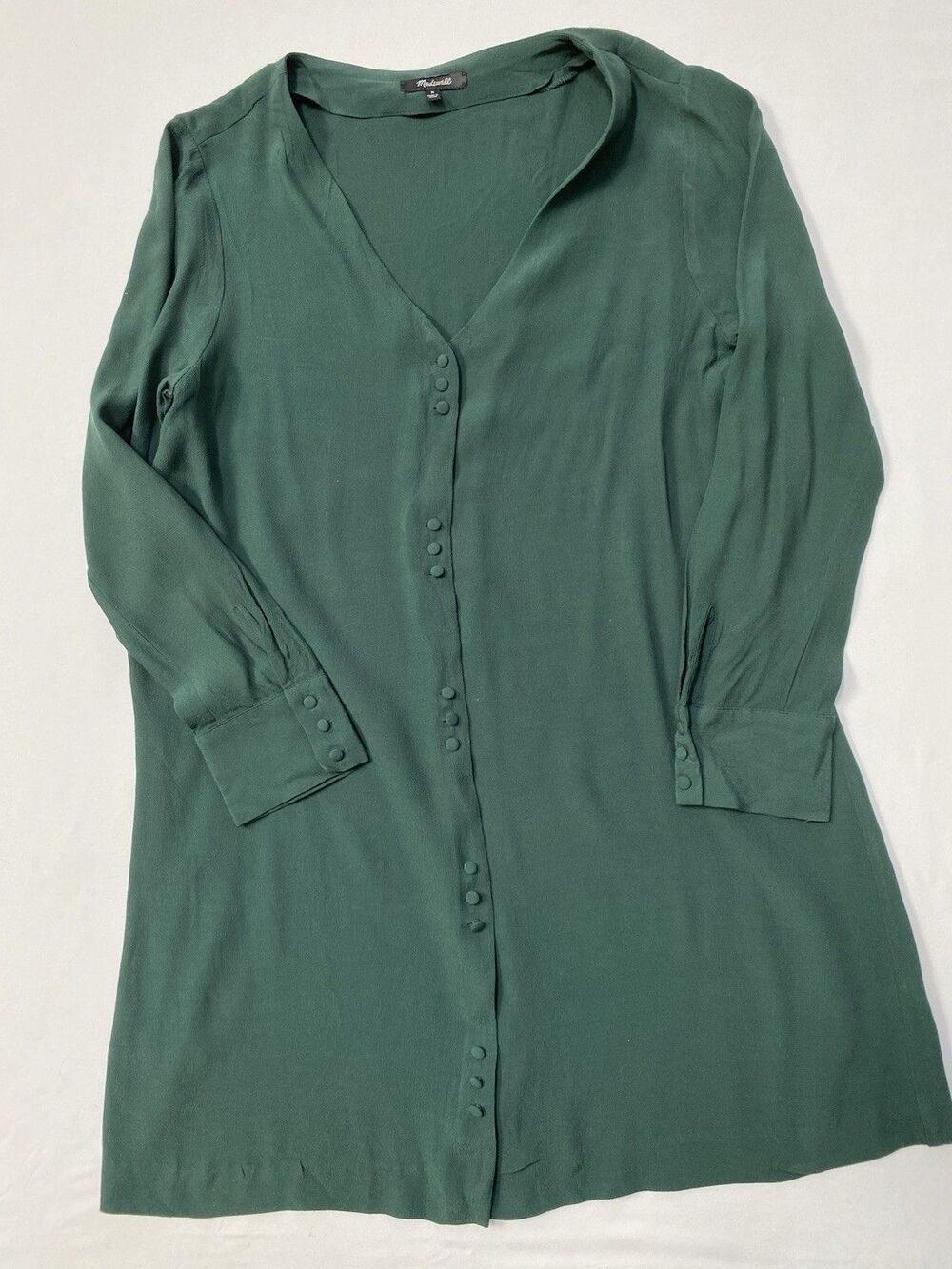 Madewell Womens Size M Smoky Spruce Green Novel Button Front Mini Dress Boho